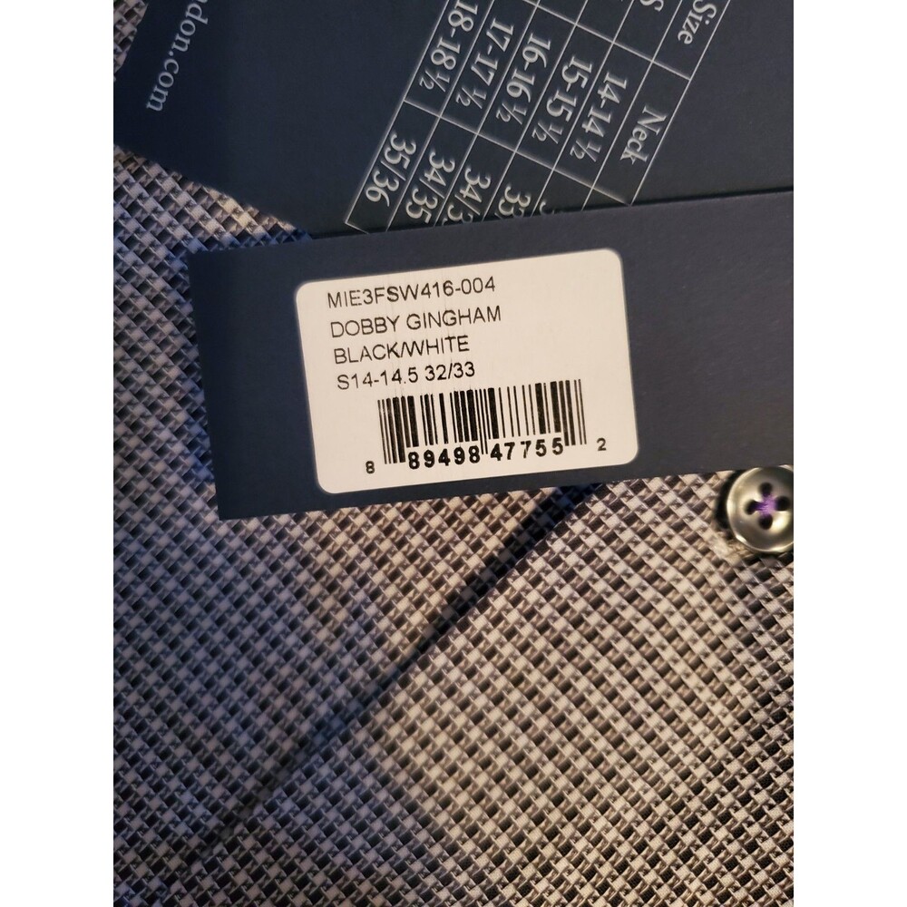 Michelsons of London Wrinkle Free Stretch Gingham Dress Shirt S 14-14.5 32/33 - Picture 12 of 16